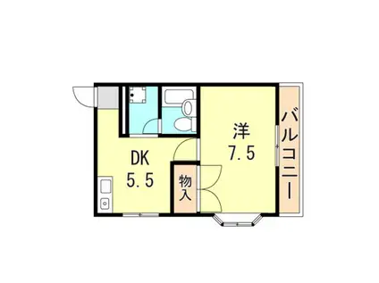 シャトルウッド(1DK/3階)の間取り写真