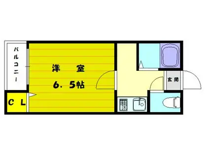 グラスホッパーII和白(1K/2階)の間取り写真