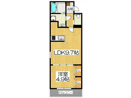 プライムコート伏見醍醐(1LDK/2階)の間取り写真