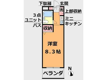春江マンション(1K/4階)の間取り写真