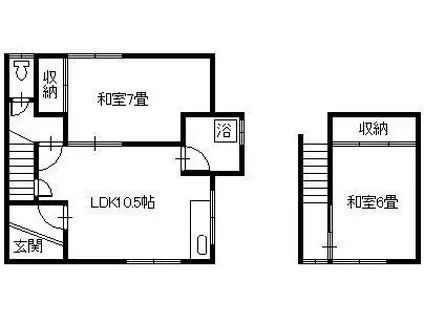 JR石北本線 南永山駅 徒歩15分 2階建 築48年(2LDK/1階)の間取り写真