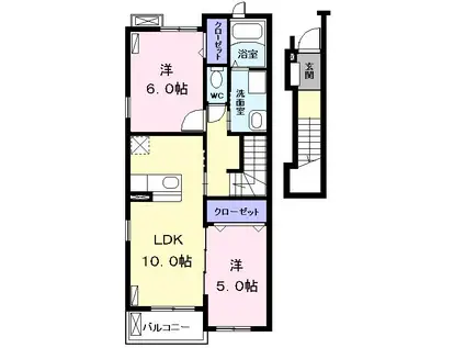 エステート花ノ木(2LDK/2階)の間取り写真