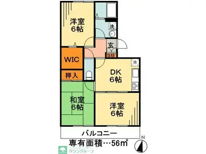 リヴィエール(2LDK/2階)の間取り写真