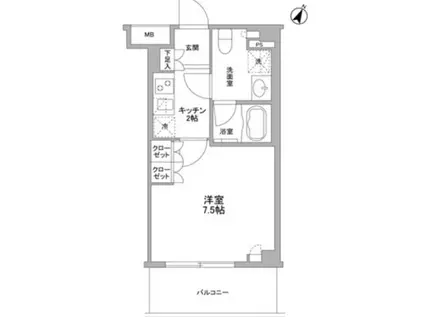 N フレアージュ白金台(1K/1階)の間取り写真