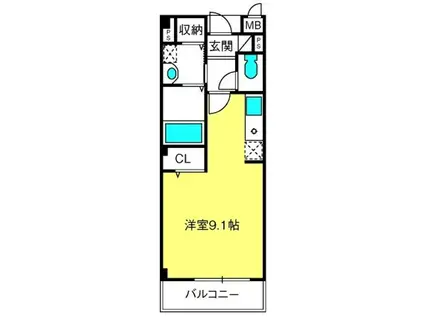 マーベラスC(ワンルーム/2階)の間取り写真