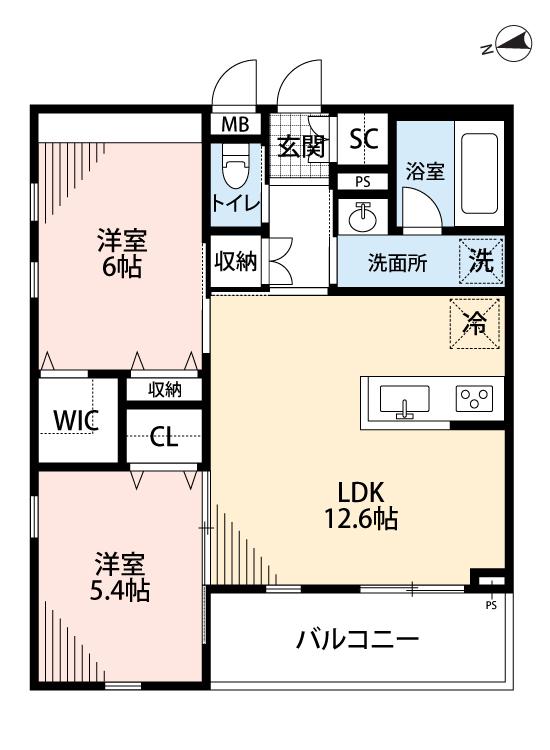 アンドテラス(2LDK/2階)の間取り写真