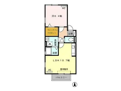 ラ・プレミールA(1LDK/2階)の間取り写真