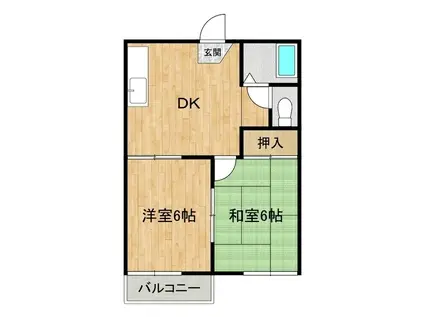 コーポイイダA棟(2DK/1階)の間取り写真