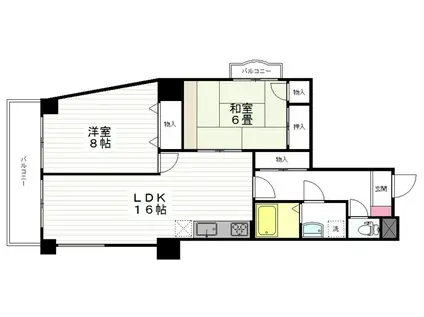 コンフォート宮城野(2LDK/4階)の間取り写真