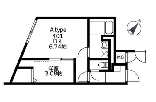 U RESIDENCE武蔵小山(1DK/1階)の間取り写真