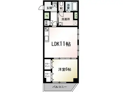 蕪木ビル(1LDK/2階)の間取り写真