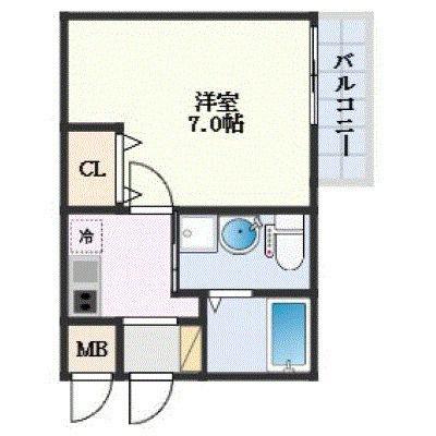 WING住之江(1K/3階)の間取り写真