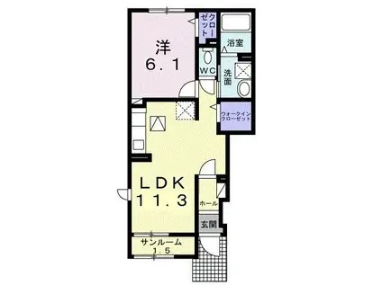 ソレアード東山I(1LDK/1階)の間取り写真