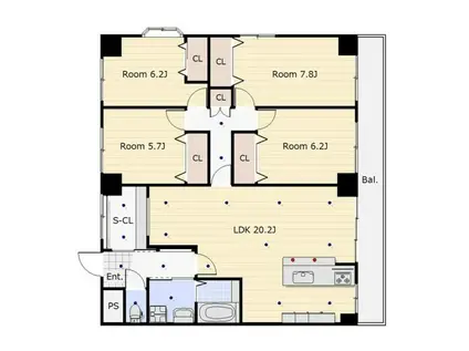 ヴィラフェニックス(4LDK/2階)の間取り写真