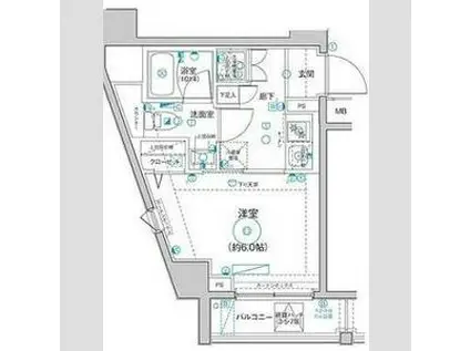 LEA横濱山手壱番館(1K/6階)の間取り写真