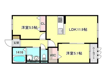 神戸市垂水区東垂水アパート北棟(2LDK/2階)の間取り写真