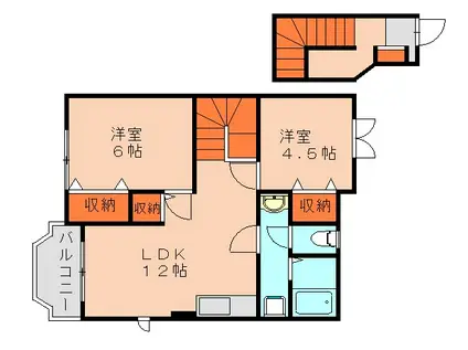 シャトーポルトA(2LDK/2階)の間取り写真
