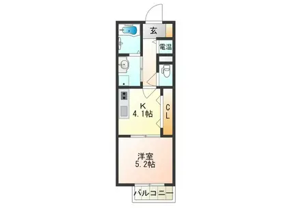 アインスフィア(1K/1階)の間取り写真