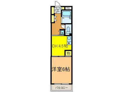 プランドール森戸(1DK/3階)の間取り写真