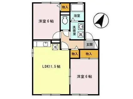 グリーンハウス B(2LDK/1階)の間取り写真