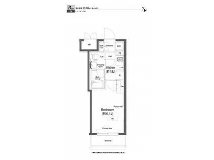 プラウドフラット小石川(1K/2階)の間取り写真