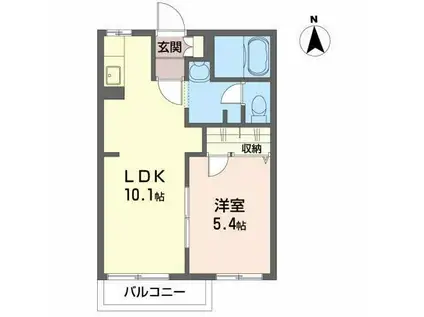 アクア・リッチC(1LDK/1階)の間取り写真