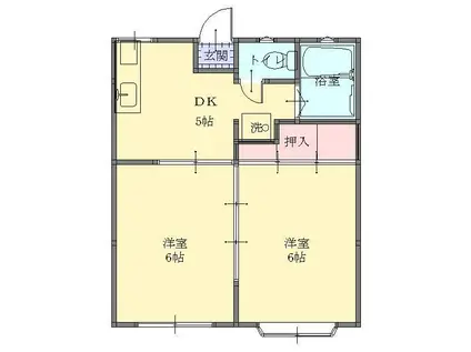 ホワイトキャッスル(2DK/2階)の間取り写真