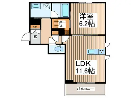 アーバンサイドIII(1LDK/1階)の間取り写真