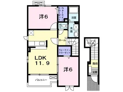 プリムローズKII(2LDK/2階)の間取り写真