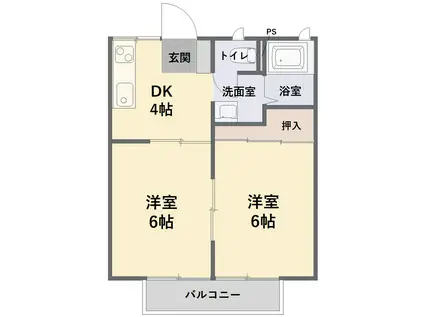 深谷市東方町 内装フルリフォーム済み・2DK 可(2DK/2階)の間取り写真