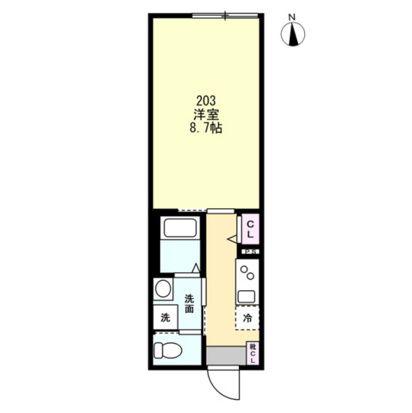 スキット本厚木(1K/2階)の間取り写真