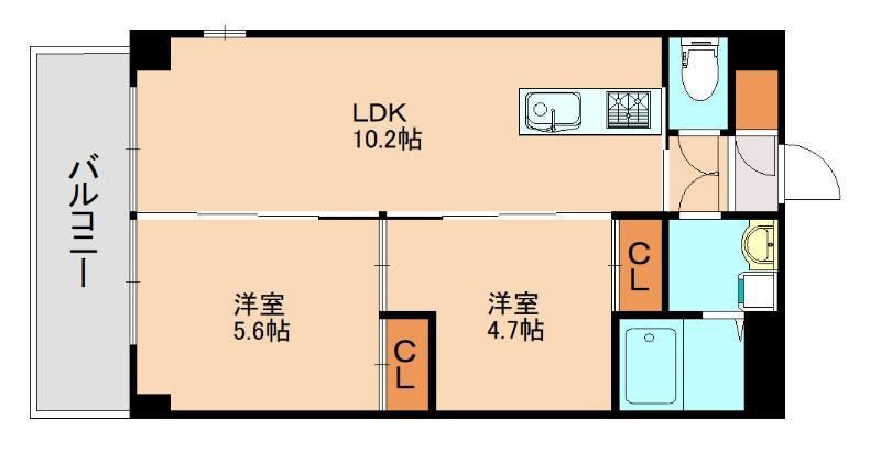 庭園レジデンス西館(2LDK/4階)の間取り写真