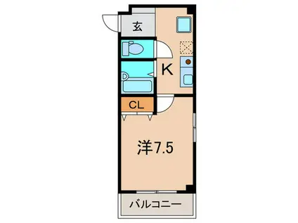 セルリアン(1K/3階)の間取り写真