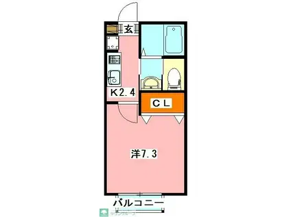 ディアリオ(1K/1階)の間取り写真