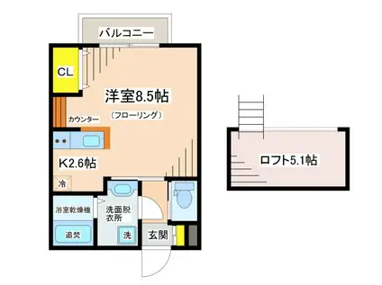 LUMOS吉祥寺(1K/2階)の間取り写真