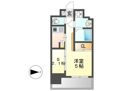 エステシア上前津(1SK/9階)の間取り写真