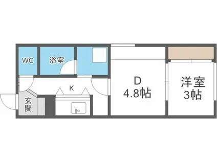 メニーズコート創成タウン C棟(1DK/1階)の間取り写真