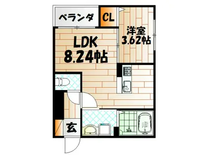 サニーガーデン銀座(1LDK/1階)の間取り写真