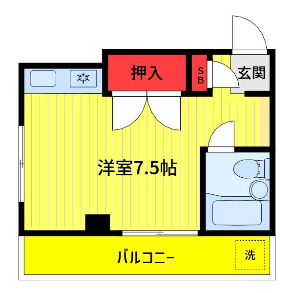 ハイツ落合(ワンルーム/3階)の間取り写真