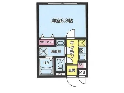 ドミノ浦和元町(1K/4階)の間取り写真