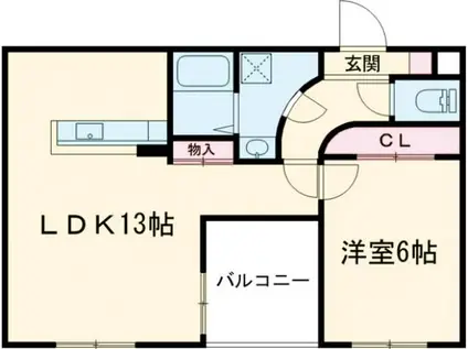 オーロラ(1LDK/2階)の間取り写真