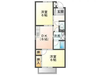 SURPLUSTWOユニオンハイツB(2DK/1階)の間取り写真