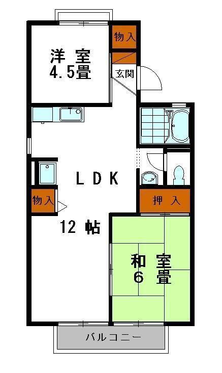 サンコーポ恵美酒 A棟(2LDK/1階)の間取り写真