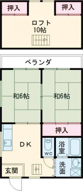 山本マンション(2DK/2階)の間取り写真