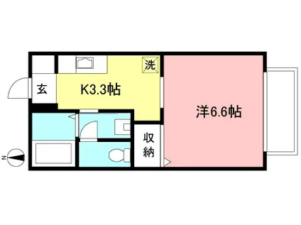 ハイムローゼ(1K/2階)の間取り写真