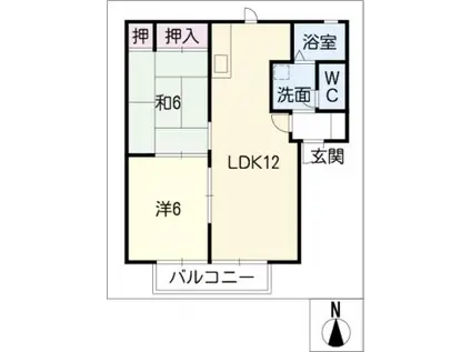 カーサ・ヴェルディ(2LDK/1階)の間取り写真