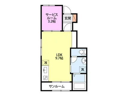 プリマベラ大形(1LDK/1階)の間取り写真