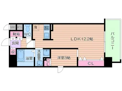 プリマクラッセ(1LDK/9階)の間取り写真