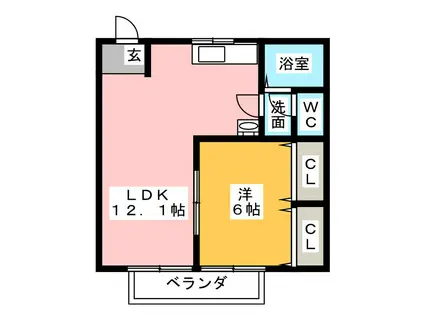 アーバン・スクエア(1LDK/1階)の間取り写真