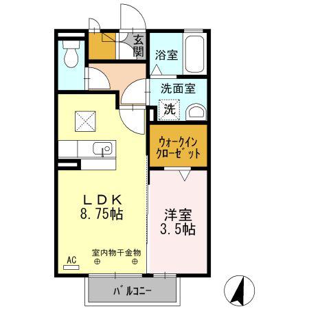 クレヴィア(1LDK/1階)の間取り写真